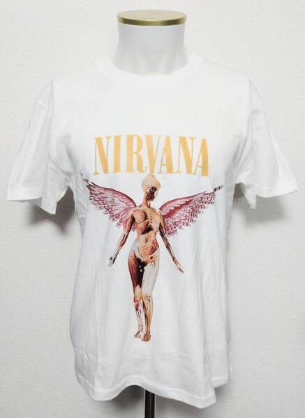 送料無料!【XLサイズ】ニルヴァーナ 天使 ホワイト Tシャツ 半袖 ロックバンド ストリート 病み系 ネオスマ