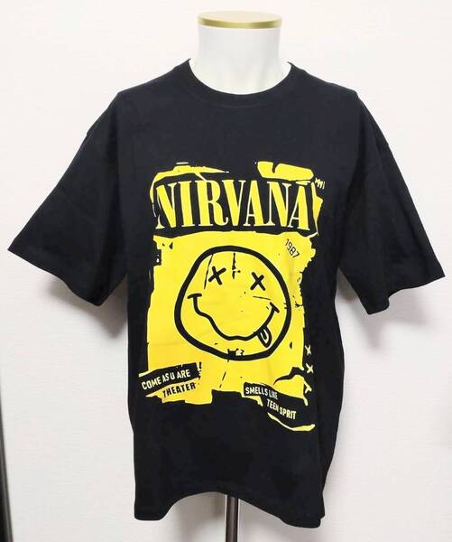 送料無料!【XXLサイズ】ニルヴァーナ 顔 イエロー Tシャツ 半袖 ロックバンド ストリート 病み系 ネオスマ