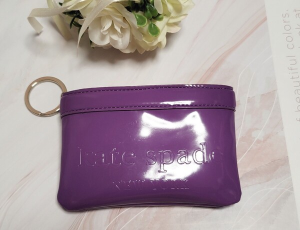 【kate spade】ケイトスペード キーケース パープル エナメル 小物入れ