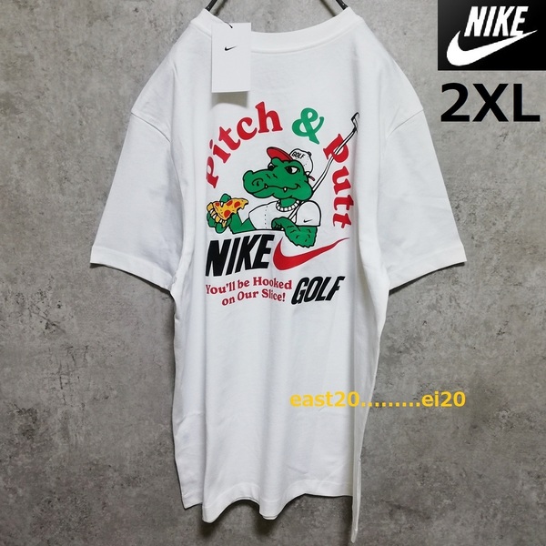 2XL 新品 NIKE GOLF Pitch and Putt アーチロゴ ナイキ ゴルフ ワニ ピザ イラスト 両面プリント メンズ Tシャツ XXL 未使用 即決 送料無料