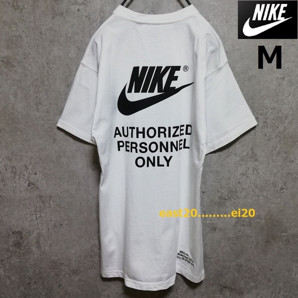 NIKE MAX90 AUTHRZD PERSONNEL ONLY ナイキ フューチュラ ロゴ 両面プリント Tシャツ M 白 NBA スタッフ 関係者以外立入禁止 即決 送料無料