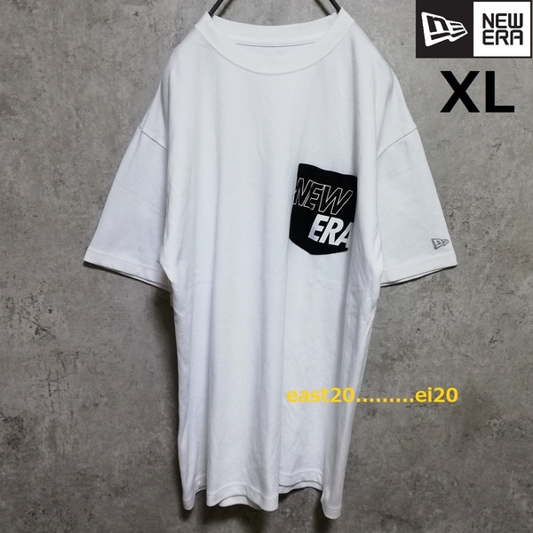 NEWERA ニューエラ ロゴ プリント パフォーマンス ポケット メンズ ウェア トップス 半袖 機能 Tシャツ XL 白 ホワイト 美品 即決 送料無料