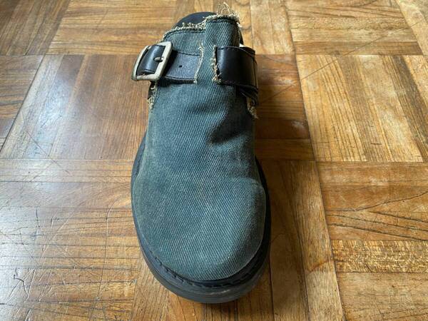USED Libero デニムトップ レザー サンダル 41 / 25.5-26cm / メンズサンダル サボ 厚底 プラットフォーム レザーベルト スリッポン