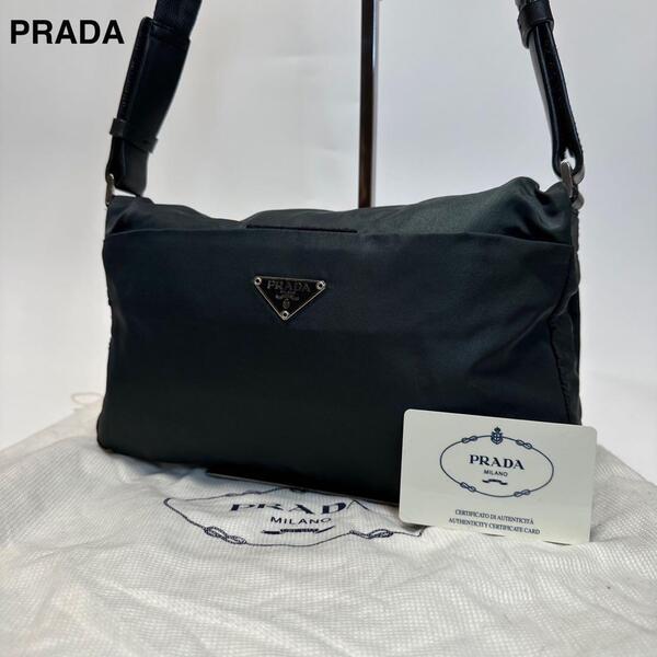 o80【美品】保存袋 Gカード付 プラダ PRADA 三角ロゴ ナイロン ショルダーバッグ メッセンジャー カメラバッグ B9716