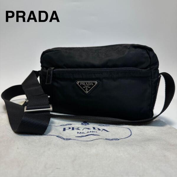 o81【美品】プラダ PRADA 三角ロゴ ナイロン ブラック 黒 カメラバッグ ショルダーバッグ メッセンジャーバッグ
