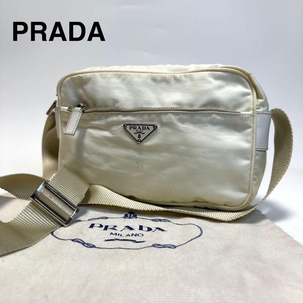 o83 プラダ PRADA 三角ロゴ ナイロン レザー 革 ショルダーバッグ カメラバッグ メッセンジャーバッグ