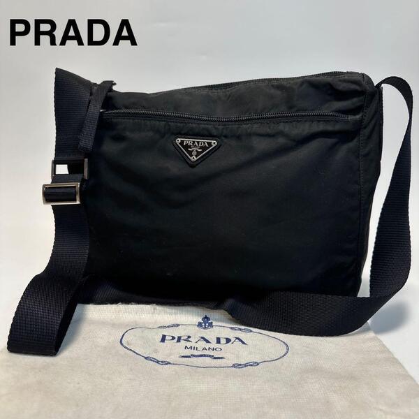 o91 プラダ PRADA 三角ロゴ ナイロン レザー ブラック 黒 ショルダーバッグ カメラバッグ メッセンジャーバッグ