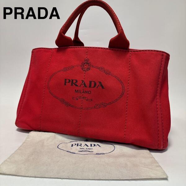 o99【美品】プラダ PRADA カナパ Lサイズ 三角ロゴ 赤 レッド A4可 ハンドバッグ トートバッグ