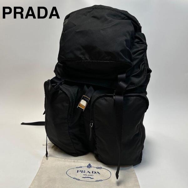 p25【美品】プラダ PRADA 名作モデル V136 ナイロン 三角ロゴ 黒 ブラック リュック バックパック
