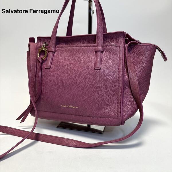 p32【極美品】サルヴァトーレフェラガモ Salvatore Ferragamo エイミー ガンチーニ レザー 2way ショルダーバッグ ハンド トート
