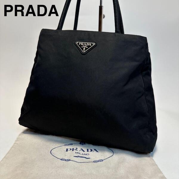 p41【極美品】プラダ PRADA 三角ロゴ ナイロン ブラック 黒 ハンドバッグ トートバッグ ワンショルダーバッグ 肩掛け