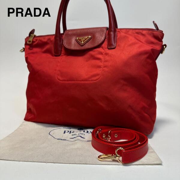 p49【美品】プラダ PRADA 三角ロゴ ナイロン サフィアーノ 2way トートバッグ ハンドバッグ ショルダーバッグ