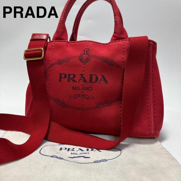 p62【極美品】プラダ PRADA カナパS 三角ロゴ レッド 赤 2way ショルダーバッグ ハンドバッグ トートバッグ