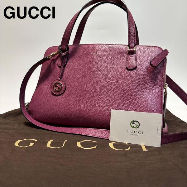 q06 保存袋付き グッチ GUCCI GGインターロッキング レザー 革 2way ショルダーバッグ ハンドバッグ トートバッグ 391987