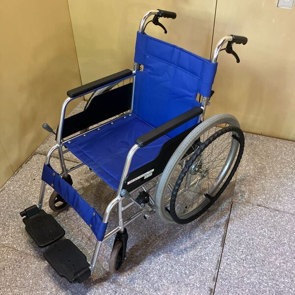 マツナガ 軽量車椅子 6輪自走式車椅子 折りたたみ ブルー 介護 車いす 車イス 介助
