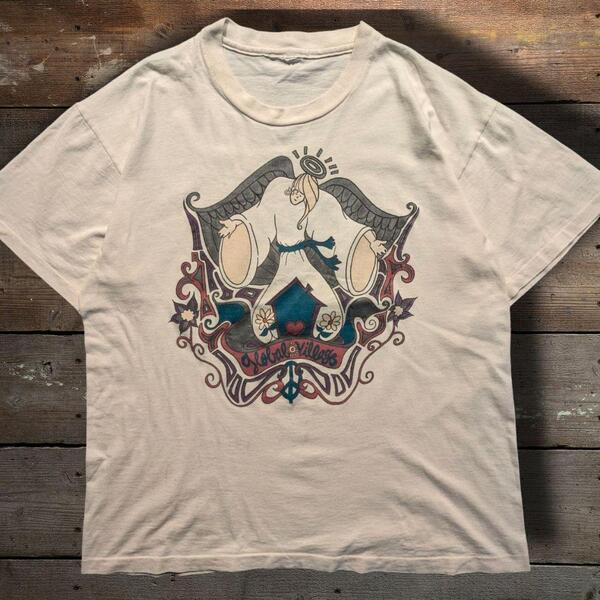 80s エンジェル 天使アートプリント Tシャツ シングルステッチ ビンテージ