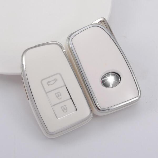 レクサス LEXUS スマートキーケース TPU キーカバー RX/IS/LX/NX/RC/GS ホワイト×シルバー
