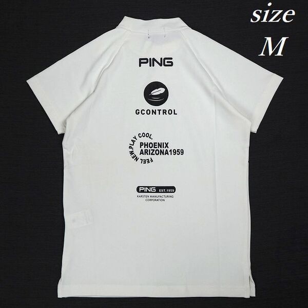T177 新品 PING GOLF ピン ゴルフ レディース モックネック 半袖 シャツ 持続性冷感 ハイネック バックプリント ホワイト M