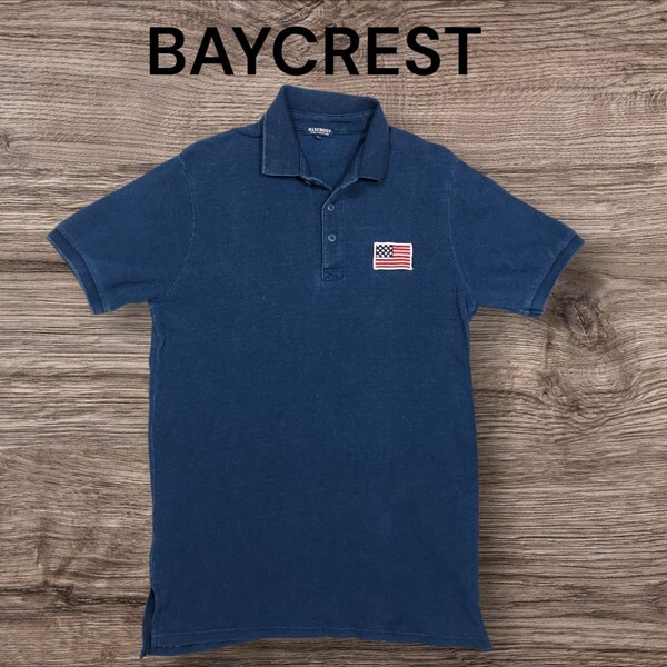 大人気 BAYCREST ベイクレスト USA星条旗胸刺繍 鹿の子 半袖インディゴ ポロシャツ/L