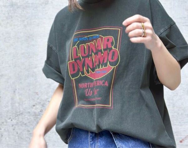 JaVa ジャバコラボ ピグメントビッグツアーロゴプリントTシャツ レディース メンズ チャコール
