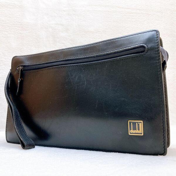 綺麗dunhill ダンヒル クラッチバッグ セカンドバッグ レザー 黒