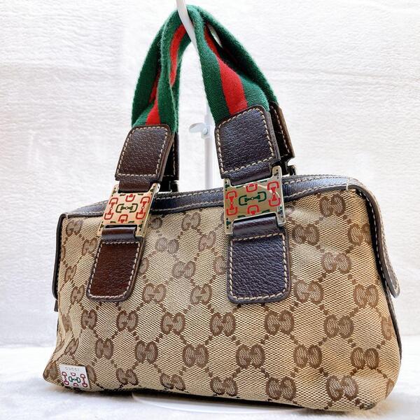 美品GUCCI グッチ ハンドバッグ キャンパス シェリーライン GG柄