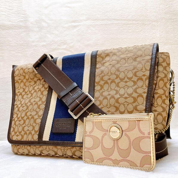 美品COACH コーチ ヘリテージ ショルダーバッグ メッセンジャーバッグ