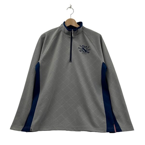 【送料込】FILA GOLF フィラゴルフ ゴルフウェア ハーフジップトップス 長袖 メンズ サイズL グレー 【USED】※同梱不可