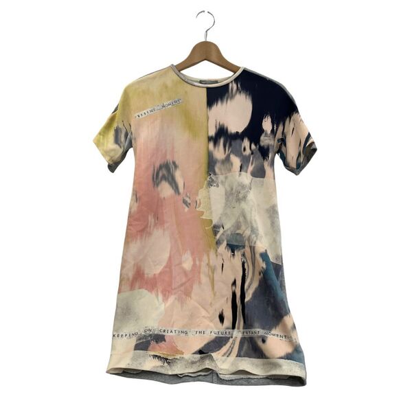 【送料込】ZARA ザラ プリントトップス チュニック丈 半袖 レディース サイズ EUR S 【USED】※同梱不可