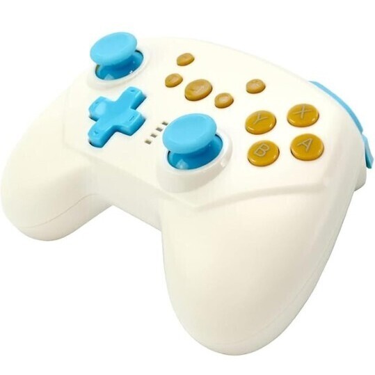 ニンテンドーSwitch対応 ワイヤレス連射コントローラ ホワイト ブルー ワイヤレスコントローラ 加速度 ジャイロセンサー 連射(3段階)機能