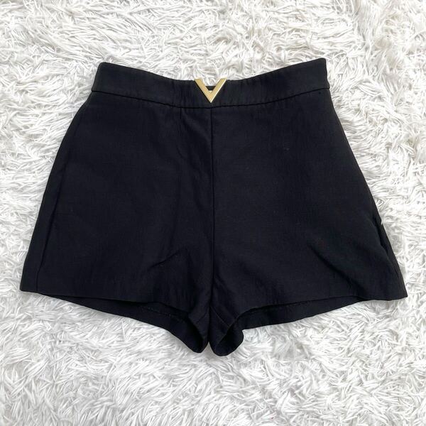 【美品】VALENTINO ヴァレンティノ Vロゴ クレープ ショートパンツ 36 現行 高級