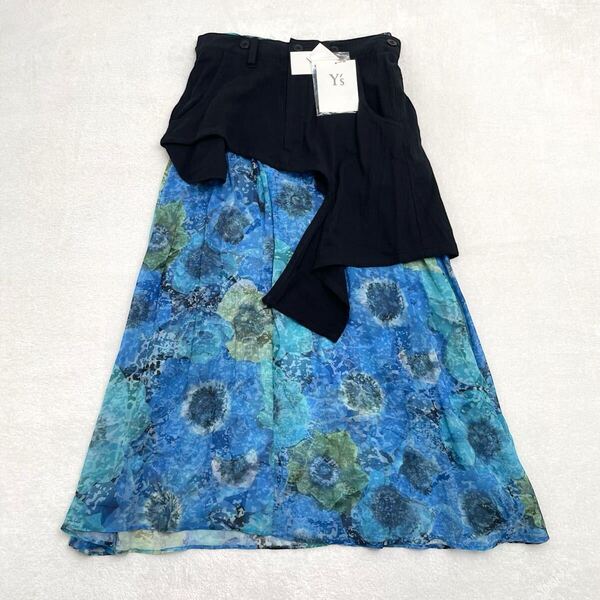【新品】y's ワイズ yohji yamamoto ヨウジヤマモト レイヤード 花柄 ロングスカート 1 タグ付