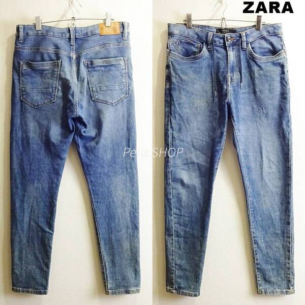 即決★ 送料無★ ZARA MAN スリムフィットデニム 【L~M】 ストレッチ ソフトデニム 藍青 32 ザラ I834