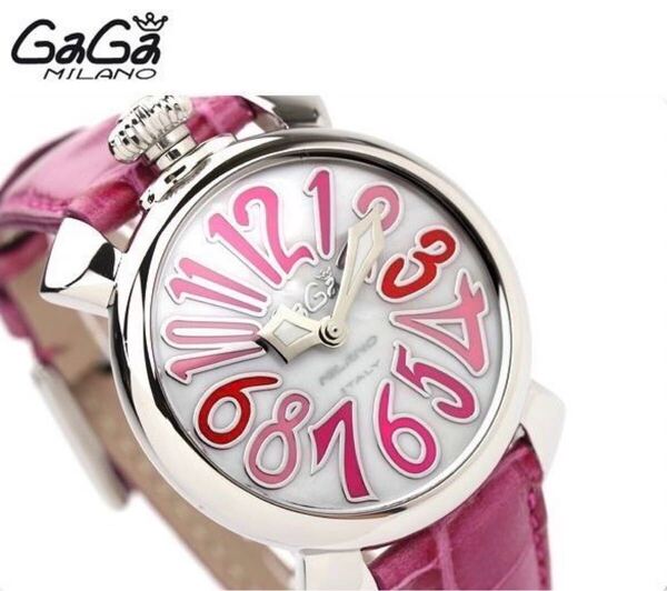 GaGa MILANO ガガミラノ マヌアーレ40 5020.6 クォーツ レディース ピンク シェル文字盤【中古】