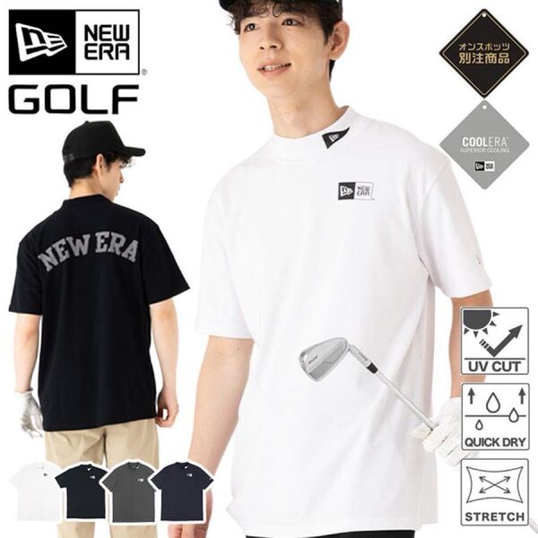 【メンズサイズ:L】ニューエラ ゴルフ ウェア モックネック NEW ERA GOLF 半袖 白