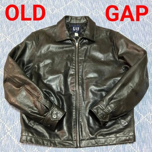 希少 オールドギャップ OLD GAP レザージャケット M L カウハイド 90's 牛革 シングルライダース 革ジャン ライダースジャケット 肉厚