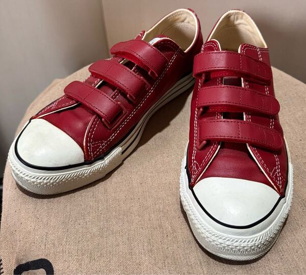 CONVERSE コンバース ALL STAR MADE IN USA V-3 OX LEATHER RED オールスター USA製 レザー ベルクロ 赤 size 8 1/2 チャックテイラー