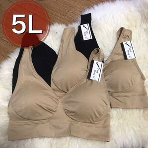 ノンワイヤー ブラジャー 3枚 セット 5L ベージュ 肌色 ブラック 黒 ナイトブラ スポーツブラ 授乳 G90 F95 G95 D100 E100 XXXXL