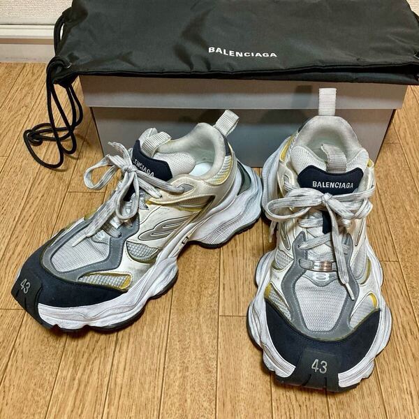 バレンシアガ BALENCIAGA カーゴ cargo 43 28.5㎝ スニーカー シューズ 厚底 78575 ブラック 黒 ホワイト 白 グレー ヴィンテージ加工