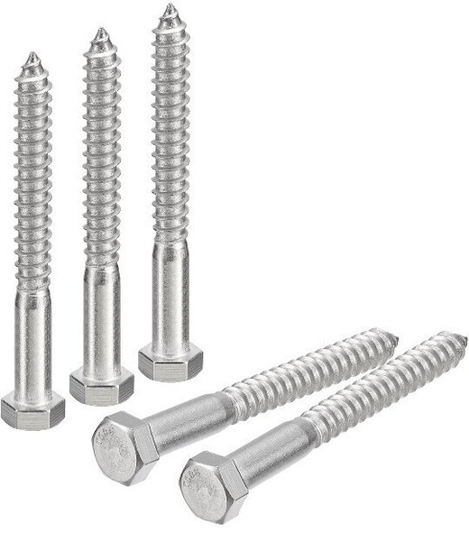 六角ラグネジボルト 304ステンレス鋼 部分ネジ 木ネジ 5個 13 mm x 125 mm