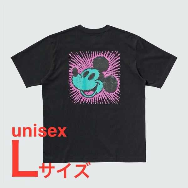ディズニー ミッキーフェイス UT Tシャツ☆カラー ブラック☆男女兼用 Lサイズ☆半袖・トップスフィット☆UNIQLO☆新品未使用 ③