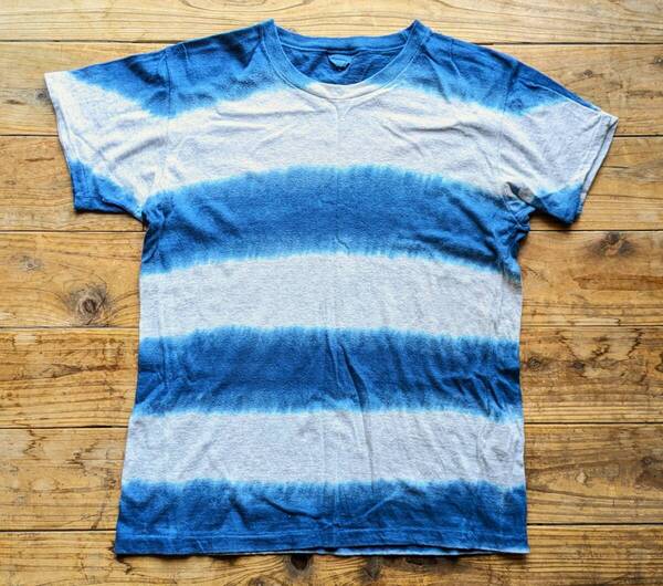 送料無料♪FilMelange フィルメランジェ Nelson タイダイボーダーTシャツ 半袖カットソー ブルー size 3 日本製 100%コットン ロンハーマン