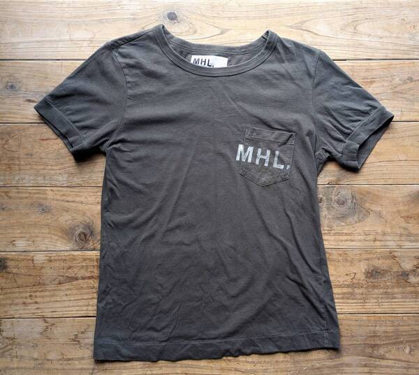 送料無料♪マーガレットハウエル ポケットTシャツ 半袖カットソー チャコール size Ⅱ レディース 日本製 MHL. アングローバル USED古着