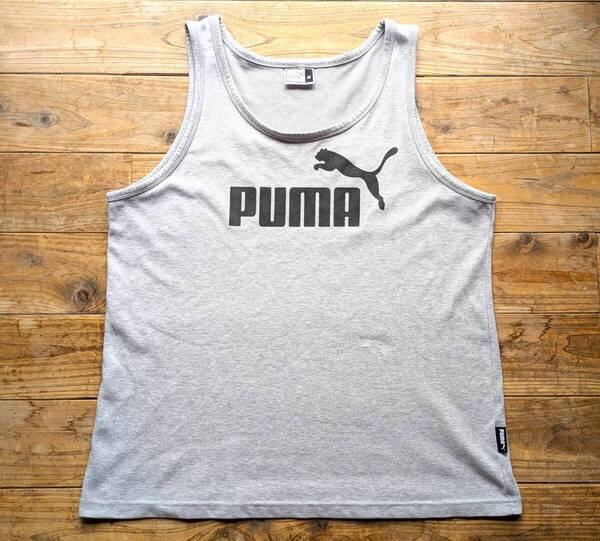 送料無料♪銀タグ♪80s vintage OLD PUMA オールドプーマ タンクトップ Tシャツ グレー size M(L相当) ユーロ古着ビンテージ アディダス