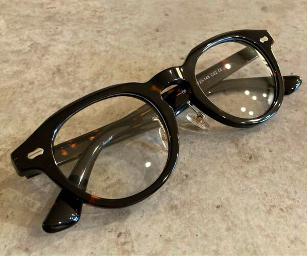 ブラウンデミ ボストンサングラス ヴィンテージ風伊達メガネ 眼鏡フレーム 新品未使用 男女兼用 レトロ お洒落めがね ブラック
