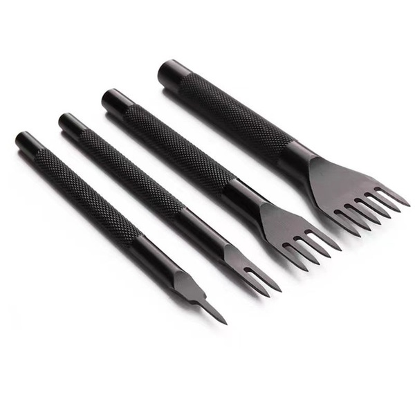 レザークラフト工具 菱目打ち 4本 4mm ブラック