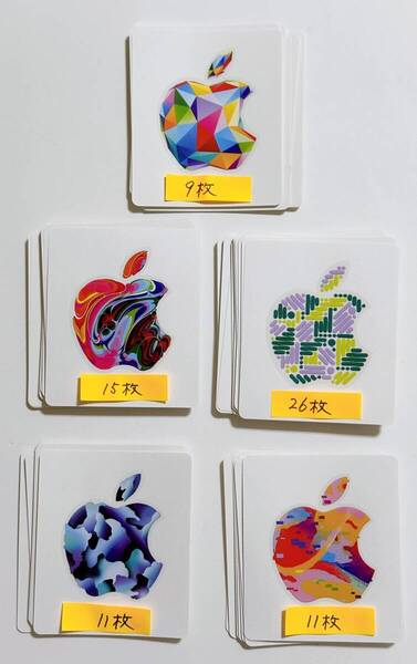 【送料無料】Apple Gift Card アップル ギフトカード ステッカー シール 5種類 使用済み 合計72枚