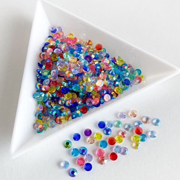 【AB mixカラー】 透明 クリア ラインストーン 平底 3mm 5g クリスタル レジン ネイルパーツ シェイカー 封入 デコパーツ ハンドメイド