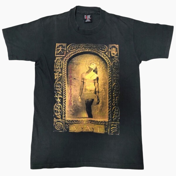 90s USA製 giant BY anvil STEVE VAI SEX&RELIGION Tシャツ ブラック L スティーヴ ヴァイ ビンテージ ヴィンテージ メンズ 半袖 フェード