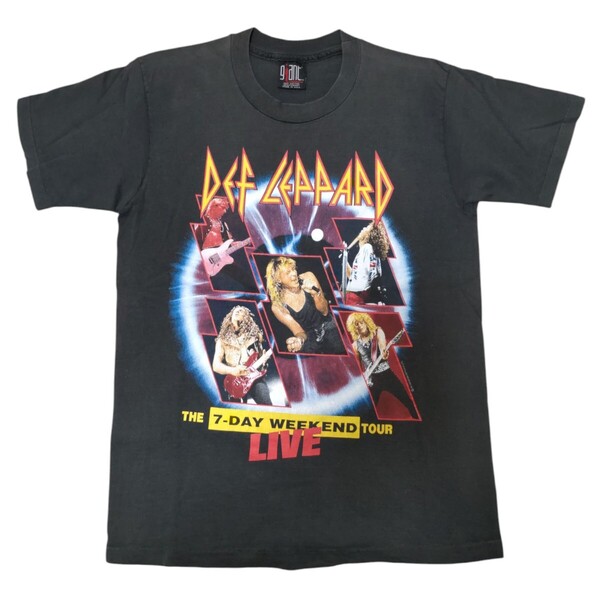 90s USA製 giant DEF LEPPARD THE 7-DAY WEEKEND TOUR ヴィンテージ Tシャツ 古着 L バンドTシャツ フェード ビンテージ デフレパード